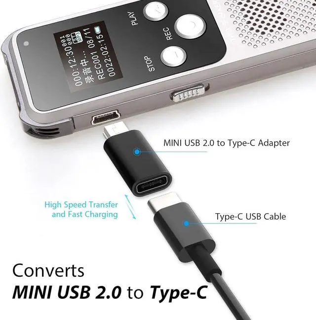 Alt view image 5 of 5 - USB C to Mini USB Adapter Type C Female to Mini USB 2.0 Male Convert Connector Support Charge & Data Sync Compatible GoPro Hero 3+ MP3 Players Dash Cam Digital Camera Receiver etc(2-Pack) Black
