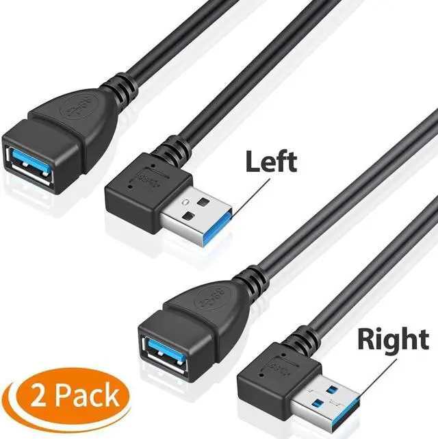 Alt view image 2 of 7 - 2 Pack SuperSpeed USB 3.0 Angle Male to Female Extension Cable Convertor Adapter Extender Cord Left and Right Angle one Each - 6 inch 2 Pack