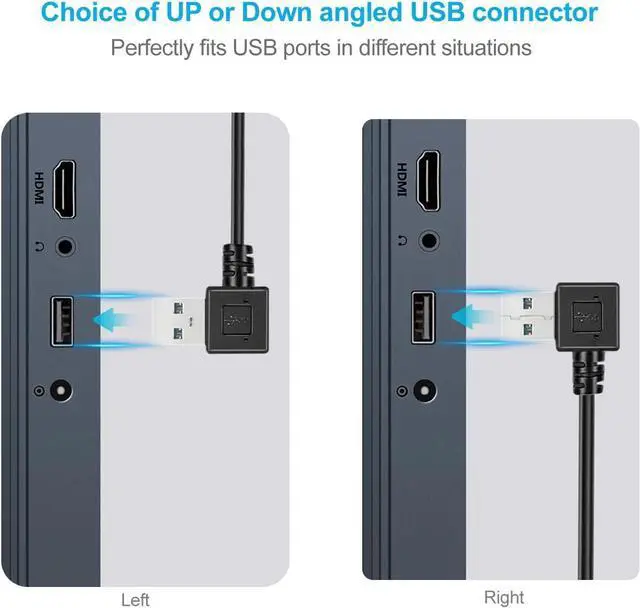 Alt view image 6 of 7 - 2 Pack SuperSpeed USB 3.0 Angle Male to Female Extension Cable Convertor Adapter Extender Cord Left and Right Angle one Each - 6 inch 2 Pack