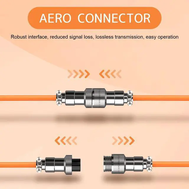 Alt view image 5 of 7 - C01 Custom Coiled USB C to A Cable with Detachable Double Sleeved Spiral Extendable Spring Line Metal Aviator for PlayStation Xbox RK Keyboard Mouse USB Flash Drive Printer(Orange)