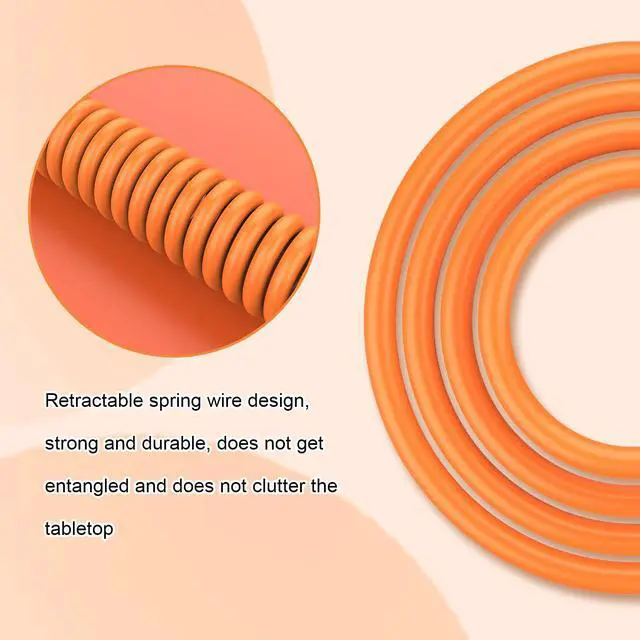 Alt view image 6 of 7 - C01 Custom Coiled USB C to A Cable with Detachable Double Sleeved Spiral Extendable Spring Line Metal Aviator for PlayStation Xbox RK Keyboard Mouse USB Flash Drive Printer(Orange)