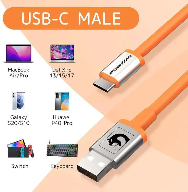 Alt view image 7 of 7 - C01 Custom Coiled USB C to A Cable with Detachable Double Sleeved Spiral Extendable Spring Line Metal Aviator for PlayStation Xbox RK Keyboard Mouse USB Flash Drive Printer(Orange)