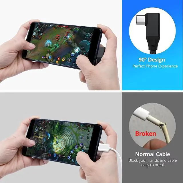 Alt view image 6 of 7 - USB C 90 Degree Cable 0.5ft 6 inch Short USBC to USBC 3.2 Gen2 20Gbps Cable Right Angle 4K Video 100W Charging Type C Charger Cord for iPhone 16 15 Pro Max iPad MacBook Galaxy S25 Ultra