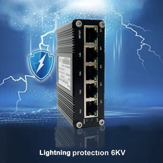 Alt view image 6 of 7 - Hardened Industrial Gigabit Ethernet Switch 5-Port Mini Industrial Switch 10/100Mbps Half/Full Duplex and 1000Mbps Full Duplex