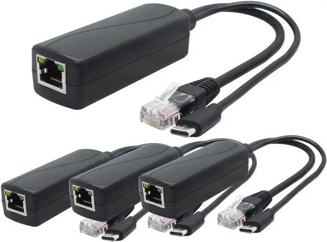 Main image of ANVISION 4-Pack 5V Gigabit PoE Splitter, USB Type C, 48V to 5V 2.4A Adaper, IEEE 802.3af Compliant, Welcome to consult