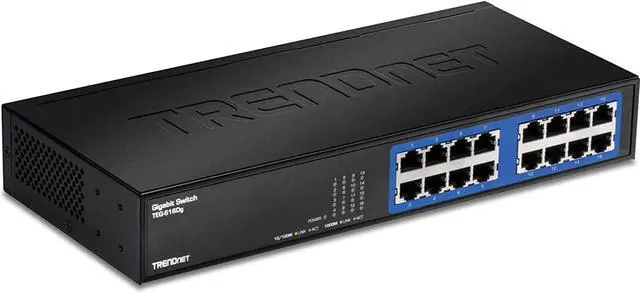 Main image of TRENDnet 16-Port Unmanaged Gigabit GREENnet Desktop Metal Switch, Ethernet Splitter, Fanless,16 x RJ-45 Ports, 32 Gbps Forwarding Capacity, TEG-S16DG