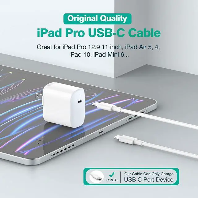 Alt view image 3 of 7 - 2 Pack 10FT 60W USB C to C Cable for iPad Pro, Air 6 5 4, Mini 6, USB C Cable for MacBook Air Pro, USBC Type C Fast Charging Cord for iPhone 16 15 Pro Max, Pixel
