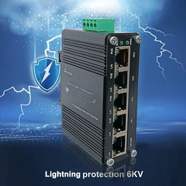 Alt view image 6 of 7 - Industrial Gigabit Ethernet PoE+ Switch 5-Port 10/100/1000BASE-T Auto-MDI/MDI-X Half/Full Duplex Compact 30W PoE+ Ethernet Switch 12~48VDC Wide Range Power Input