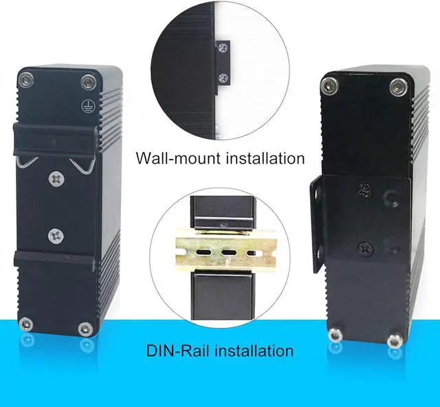 Alt view image 7 of 7 - Industrial Gigabit Ethernet PoE+ Switch 5-Port 10/100/1000BASE-T Auto-MDI/MDI-X Half/Full Duplex Compact 30W PoE+ Ethernet Switch 12~48VDC Wide Range Power Input