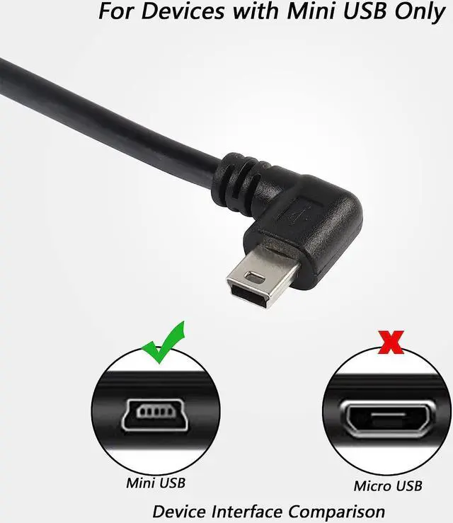 Alt view image 2 of 7 - 90 Degree Mini USB Short Cable, 1ft Up Angle USB 2.0 Type A to Right Angle Mini B 5 Pin Charging Cable for Ti-84 Plus, GoPro, MP3 Player, Digital Camera, GPS Receiver, Dash Cam(RR)