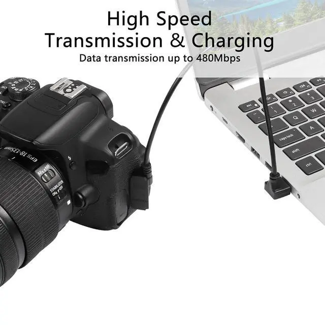 Alt view image 4 of 7 - 90 Degree Mini USB Short Cable, 1ft Up Angle USB 2.0 Type A to Right Angle Mini B 5 Pin Charging Cable for Ti-84 Plus, GoPro, MP3 Player, Digital Camera, GPS Receiver, Dash Cam(RR)