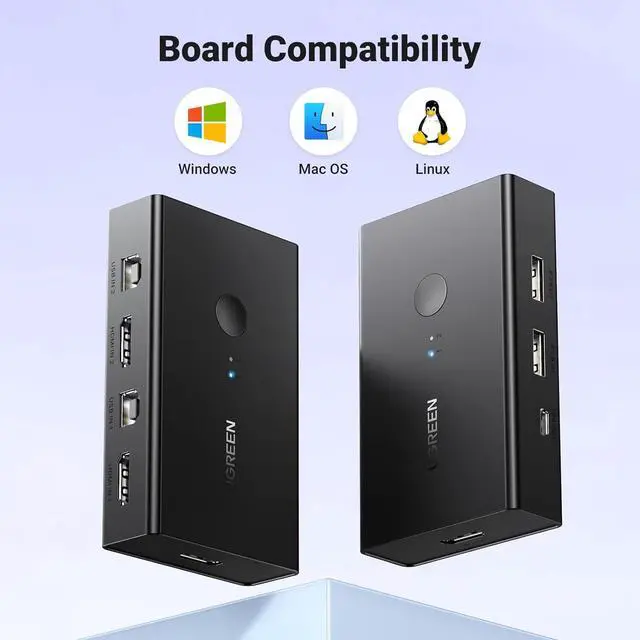 Alt view image 6 of 7 - UGREEN KVM Switch, Share 4 USB Ports, USB and HDMI Switch for 2 Computers for Keyboard Mouse Printer to One Monitor Support 4K@60Hz, 3D, HDR, Include Desktop Controller, 2 USB Cables and 2 HDMI Cables