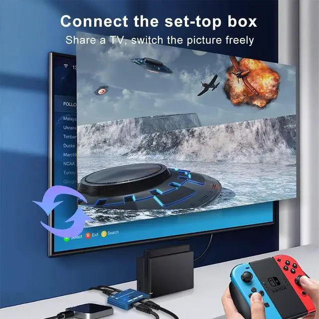 Alt view image 6 of 7 - CABLEDECONN HDMI 2.1 Switch 8K Bi-Directional Splitter 8K@60Hz 4K@120Hz 1440p@165Hz 1080P@240Hz 1in 2out 2in 1out High Speed 48Gbps eARC Converter Compatible with Xbox X PS5 Blue ¡­