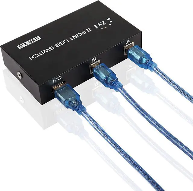 Alt view image 3 of 7 - Printer Sharing Switch, 2-Port USB 2.0 Switch Adapter for USB Device Port Sharing Between 2 Computers (2 Switch),with 2 Pack USB 2.0 Male Cable