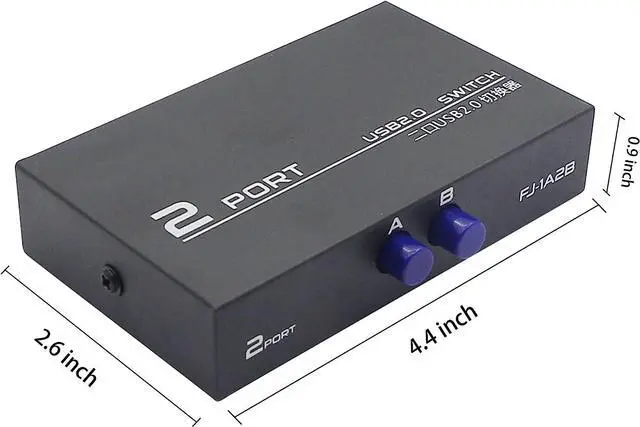Alt view image 7 of 7 - Printer Sharing Switch, 2-Port USB 2.0 Switch Adapter for USB Device Port Sharing Between 2 Computers (2 Switch),with 2 Pack USB 2.0 Male Cable