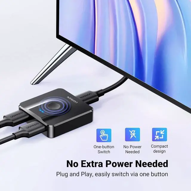 Alt view image 5 of 7 - UGREEN HDMI Switch 4K@60Hz, Bi-Directional HDMI Switcher 2 in 1 Out HDMI Splitter 1 Input 2 Output Supports UHD 3D HDR Compatible with PS5, PS4, Xbox Series X/S, Roku, Fire Stick, Black