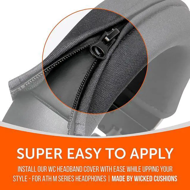 Alt view image 4 of 6 - WC BandZ V2 Protective Headband Cover for Audio Technica ATH M Series Headphones - Machine Washable, No More Flaking Leather - Compatible with M50X / M50XBT / M50 / M40X & More | (Black)