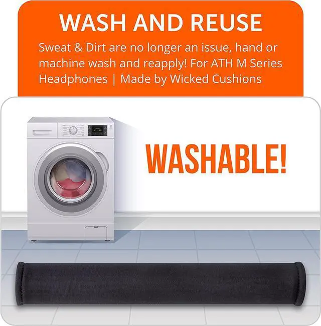 Alt view image 5 of 6 - WC BandZ V2 Protective Headband Cover for Audio Technica ATH M Series Headphones - Machine Washable, No More Flaking Leather - Compatible with M50X / M50XBT / M50 / M40X & More | (Black)