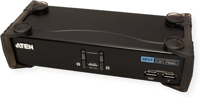 Alt view image 3 of 7 - ATEN 2-Port USB 2.0 DVI KVMP Switch with Cables CS1762A (Silver)
