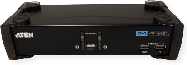 Alt view image 5 of 7 - ATEN 2-Port USB 2.0 DVI KVMP Switch with Cables CS1762A (Silver)