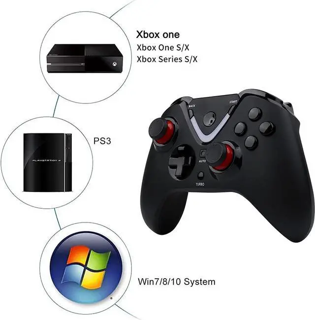 Alt view image 3 of 6 - ROTOMOON Wireless Game Controller with LED Lighting Compatible with Xbox One S/X, Xbox Series S/X, PC Gaming Gamepad, Remote Joypad with 2.4G Wireless Adapter Perfect for FPS GamesBlack