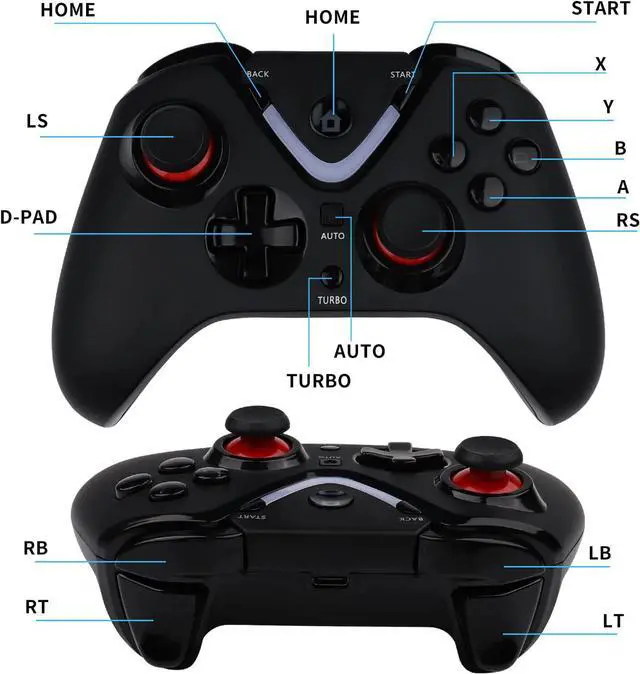 Alt view image 2 of 6 - ROTOMOON Wireless Game Controller with LED Lighting Compatible with Xbox One S/X, Xbox Series S/X, PC Gaming Gamepad, Remote Joypad with 2.4G Wireless Adapter Perfect for FPS GamesBlack