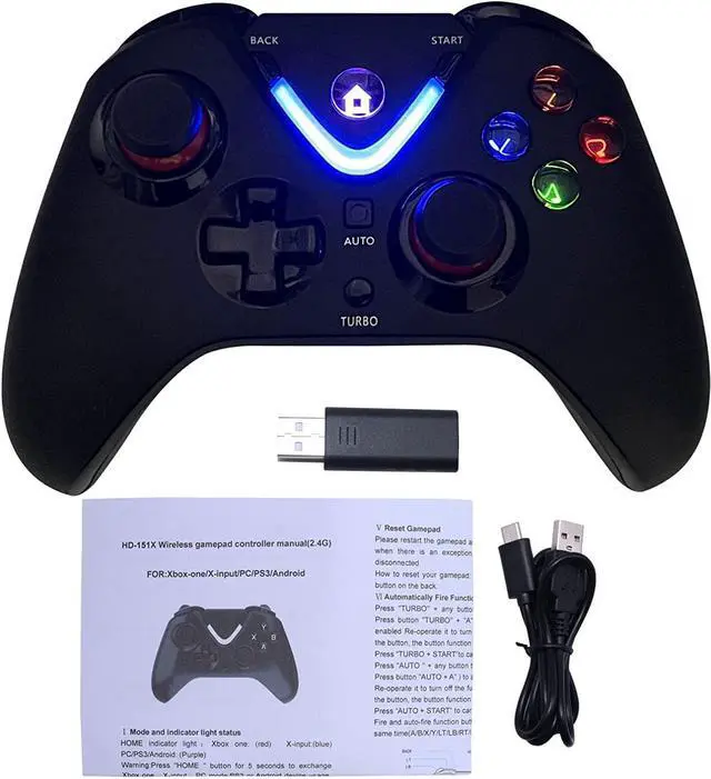 Alt view image 4 of 6 - ROTOMOON Wireless Game Controller with LED Lighting Compatible with Xbox One S/X, Xbox Series S/X, PC Gaming Gamepad, Remote Joypad with 2.4G Wireless Adapter Perfect for FPS GamesBlack
