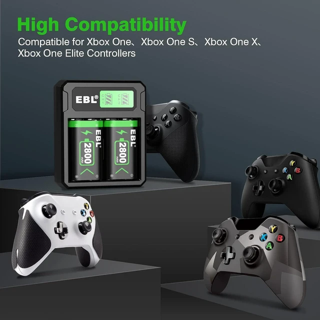 Alt view image 2 of 7 - Xbox Controller Battery Pack and Rechargeable Charger, Compatible with Xbox Series X/S & Xbox One X/S/Elite Wireless Controllers, EBL High-Speed Charging Controller Charger with 2 Battery 2800mAh