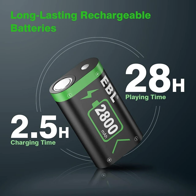 Alt view image 4 of 7 - Xbox Controller Battery Pack and Rechargeable Charger, Compatible with Xbox Series X/S & Xbox One X/S/Elite Wireless Controllers, EBL High-Speed Charging Controller Charger with 2 Battery 2800mAh