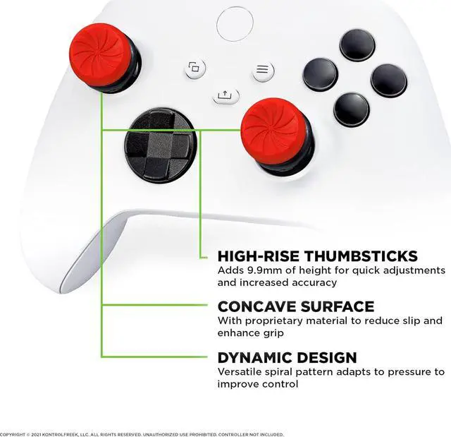Alt view image 4 of 6 - KontrolFreek FPS Freek Inferno Performance Kit for Xbox One and Xbox Series X Controller | Includes Performance Thumbsticks and Performance Grips | Red