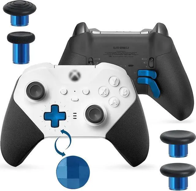 Alt view image 4 of 7 - TOMSIN 13 in 1 Xbox Elite Series 2 Controller Accessories Replacement Pack,6 Metal Thumbsticks,2 D-Pads,4 Paddles and 1 Adjuster for Xbox Elite Controller Series 2 Core Accessory Parts(Blue)