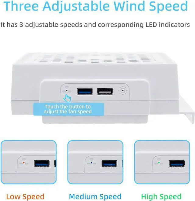 Alt view image 6 of 7 - Mcbazel Cooling Fan for Xbox Series S, RGB LED Display, Low Noise, 2 Extra USB Ports, 3 Level Adjustable Speed External Cooler Fan for Xbox Series S Console Only