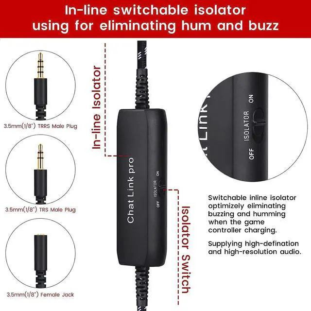 Alt view image 4 of 7 - HD60 S+ Chat Link Pro Cable Replacement for Elgato HD60 X, HD60PRO Capture Card, Chat Adapter Compatible with Xbox One, Switch and PS5, with in-line Isolator