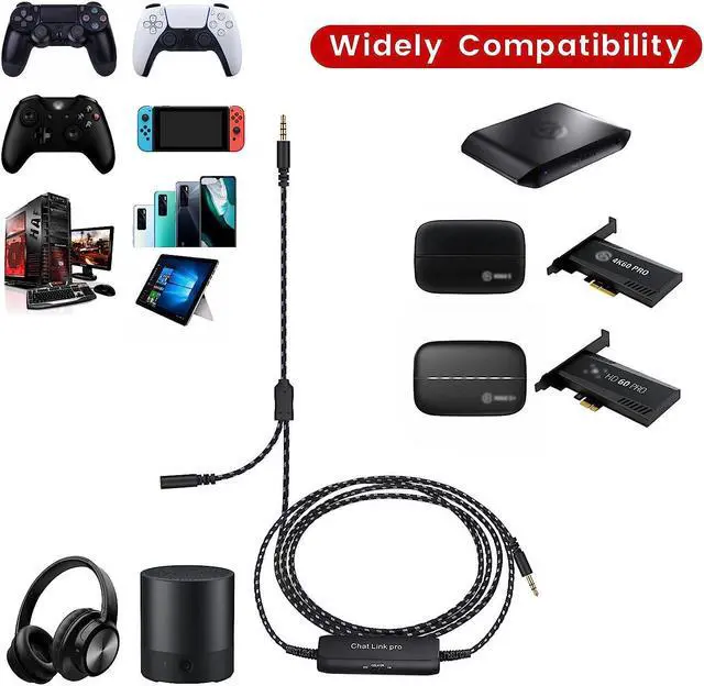 Alt view image 5 of 7 - HD60 S+ Chat Link Pro Cable Replacement for Elgato HD60 X, HD60PRO Capture Card, Chat Adapter Compatible with Xbox One, Switch and PS5, with in-line Isolator