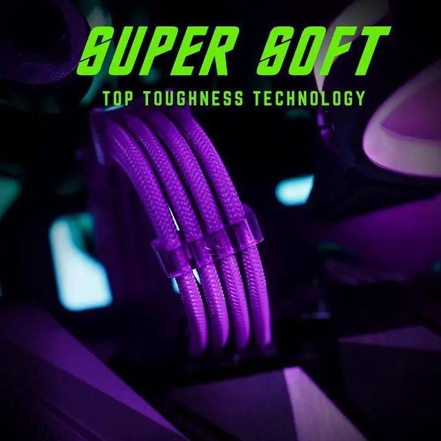 Alt view image 4 of 7 - AsiaHorse 18AWG PSU Cable Extension Sleeved Custom Mod GPU PC Audio Video Power Supply Soft Braided Cables with Two Color Comb Kit 24P/8P to 6+2P/ 8P to 4+4P 30CM