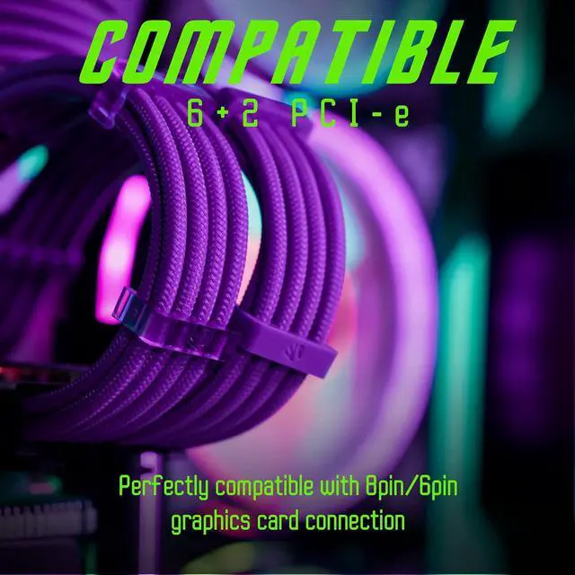 Alt view image 5 of 7 - AsiaHorse 18AWG PSU Cable Extension Sleeved Custom Mod GPU PC Audio Video Power Supply Soft Braided Cables with Two Color Comb Kit 24P/8P to 6+2P/ 8P to 4+4P 30CM