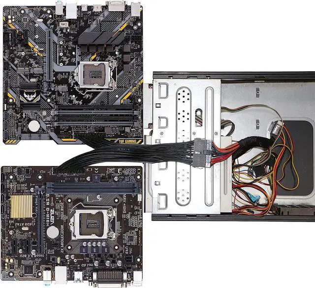 Alt view image 4 of 7 - GELRHONR Dual PSU Power Supply 24-pin ATX Motherboard Splitter Cable,24pin(20+4) for ATX Motherboard Extension Cable PSU Female to Male Y Adapter Cable -1Ft