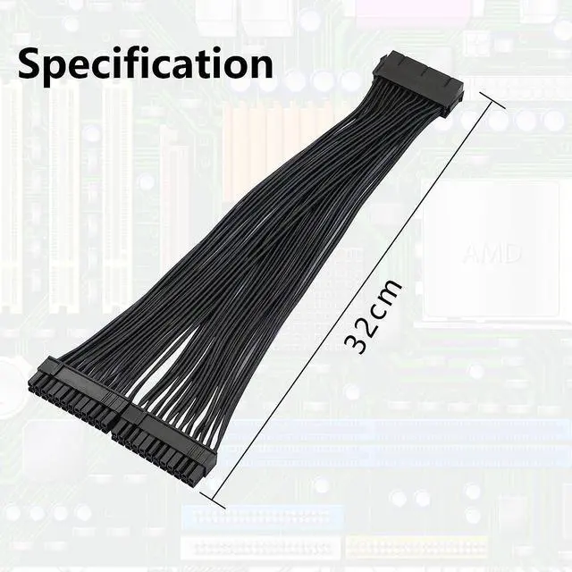 Alt view image 7 of 7 - GELRHONR Dual PSU Power Supply 24-pin ATX Motherboard Splitter Cable,24pin(20+4) for ATX Motherboard Extension Cable PSU Female to Male Y Adapter Cable -1Ft