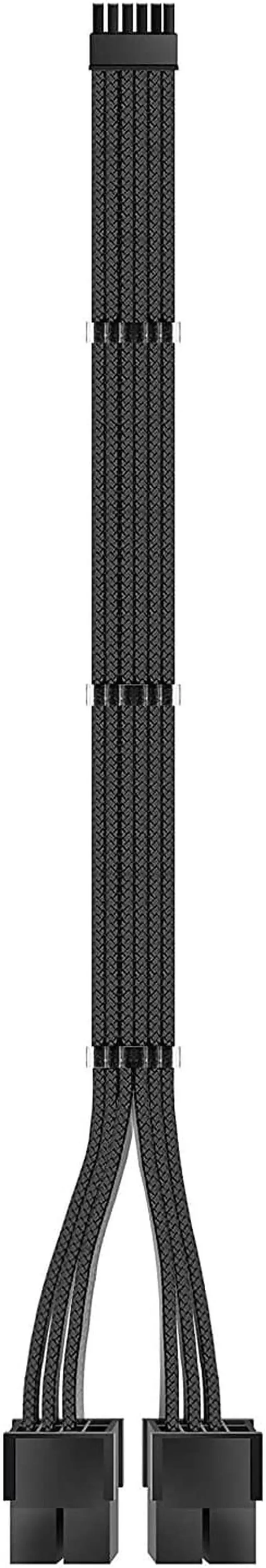 Main image of RTX 3000 12 Pin to Dual 8 Pin PCIe Sleeved Extension Cable, Black