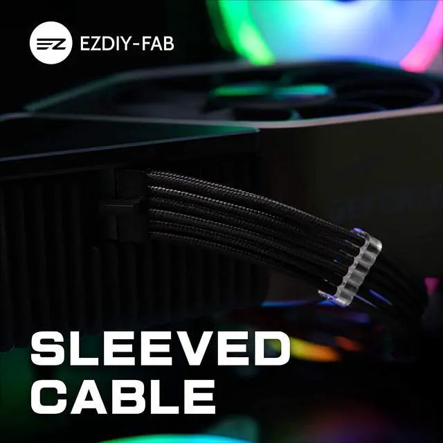 Alt view image 5 of 7 - RTX 3000 12 Pin to Dual 8 Pin PCIe Sleeved Extension Cable, Black