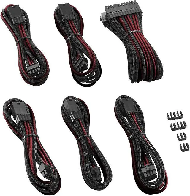 Alt view image 2 of 4 - CableMod Pro ModMesh Sleeved Cable Extension Kit (Carbon + Red)