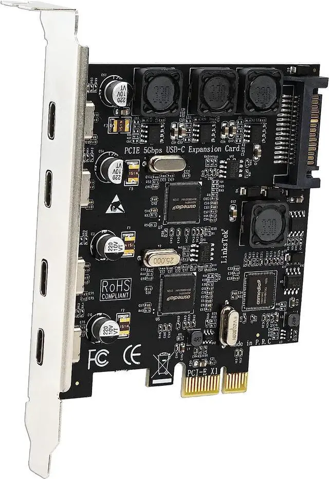 Main image of LinksTek 4-Ports PCIE USB 3.0 (3.1 GEN1) 5Gbps Expansion Card for Desktop PCs, 4X 5Gbps Max USB-C Ports, Built in Smart Power Distribution Technology, No Need Extra Power Supply (PCIE-U304C)