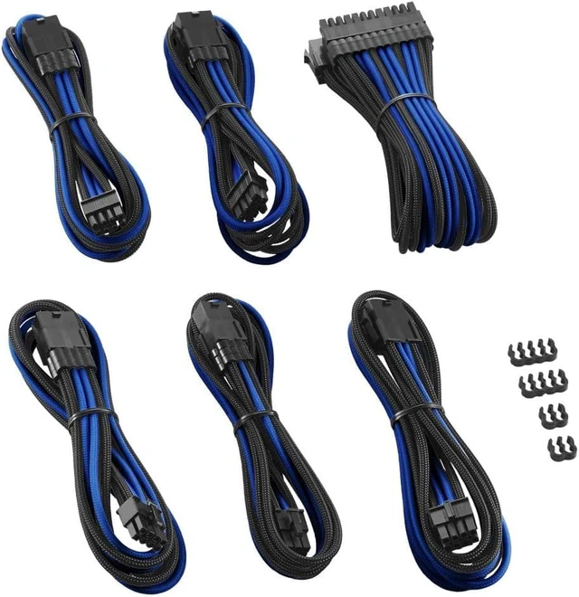 Alt view image 2 of 4 - CableMod Pro ModMesh Sleeved Cable Extension Kit (Black + Blue)
