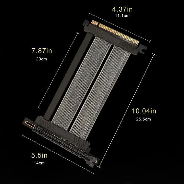 Alt view image 4 of 7 - PCIE 4.0 x16 Extender Riser Cable,High Speed Flexible Right Angle PCI-E Port GPU Graphic Card Extension Cable-250mm