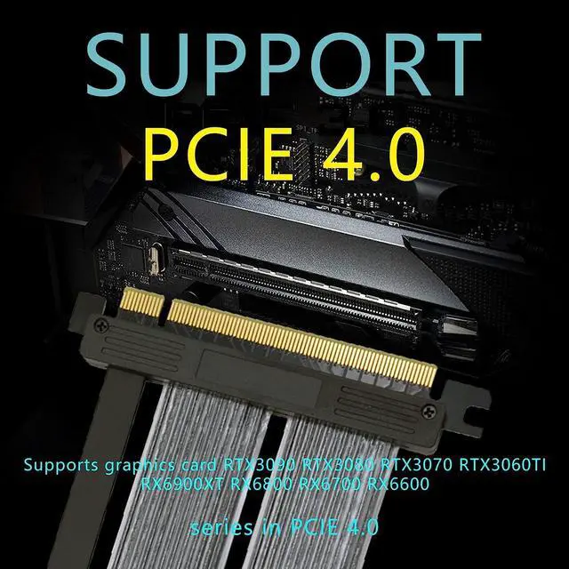 Alt view image 6 of 7 - PCIE 4.0 x16 Extender Riser Cable,High Speed Flexible Right Angle PCI-E Port GPU Graphic Card Extension Cable-250mm
