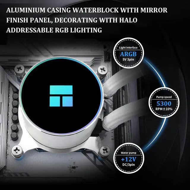 Alt view image 2 of 6 - Thermalright Frozen Magic 360 Scenic V2 Water Cooling CPU Cooler, 360 White Cooling Row Specification, 3×120mm PWM Fan, S-FDB V2.0 Bearing, Suitable for AMD/AM4, Intel LGA1700/1150/1151/1200/2066