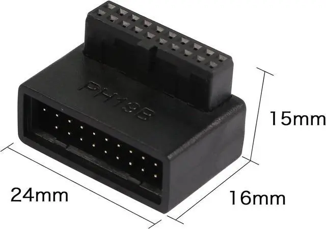 Alt view image 6 of 7 - USB 3.0 19/20 Pin 90 Degree Adapter Male to Female L Turn Right Angle Socket for Desktop Motherboard Internal Connector Down Angled(PH19B)