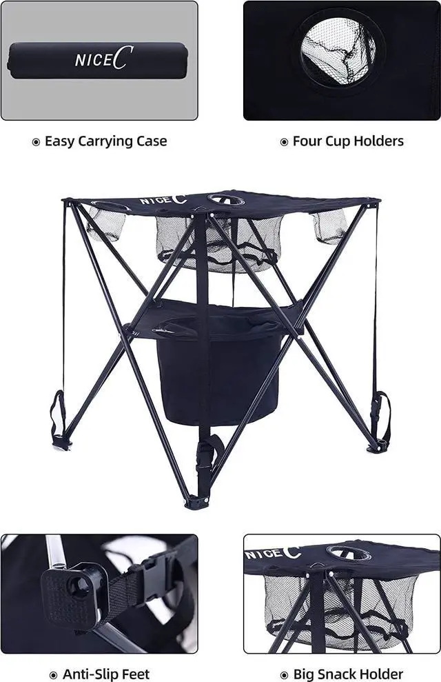 Alt view image 3 of 6 - Nice C Camping Table with Cooler, Tailgating Table, Beach Table, Cooler with Table, Portable Table, Ultralight Compact with Carry Bag for Outdoor, Picnic