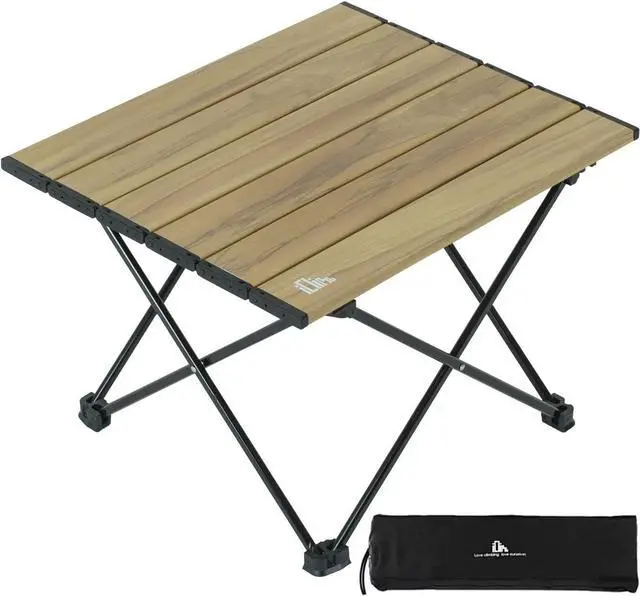 Main image of iClimb Ultralight Compact Camping Alu. Folding Table with Carry Bag, Two Size (Nature - S)