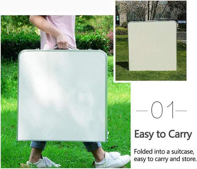 Alt view image 5 of 7 - Folding Table 4FT, Camping Table Adjustable Height with Carry Handle, Portable Lightweight Picnic Table Easy to Carry and Set Up, Collapsible Dining Table Suitable for Indoor Outdoor BBQ